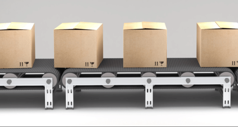 Boxes on a conveyor belt