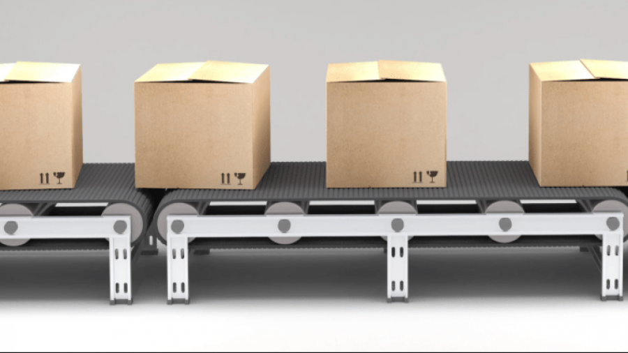 Boxes on a conveyor belt