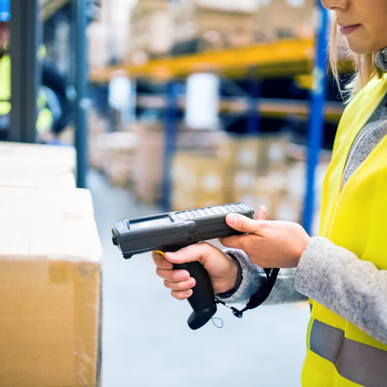 warehouse worker with scanner