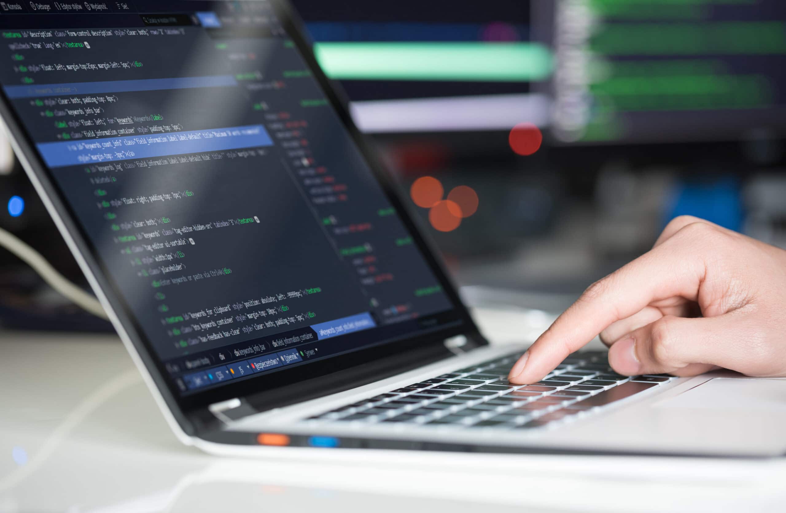 Coding on a laptop