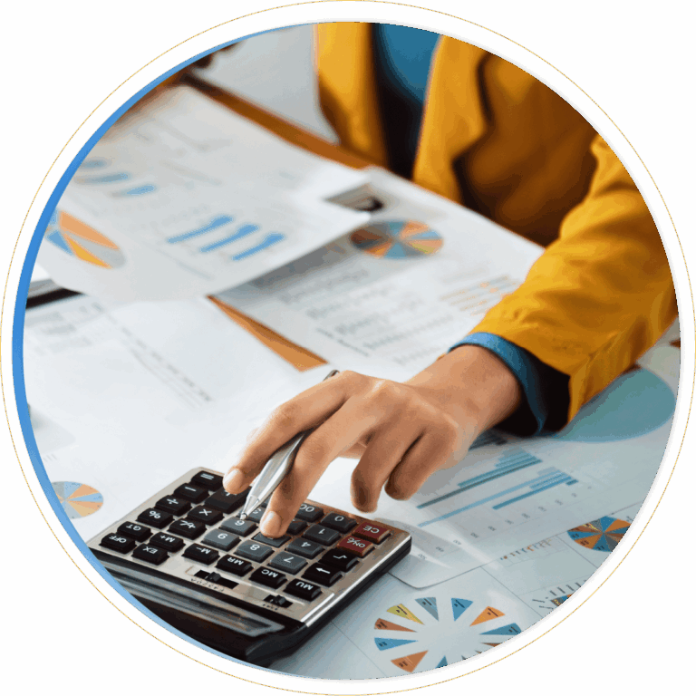Employee managing finances on Microsoft business central.