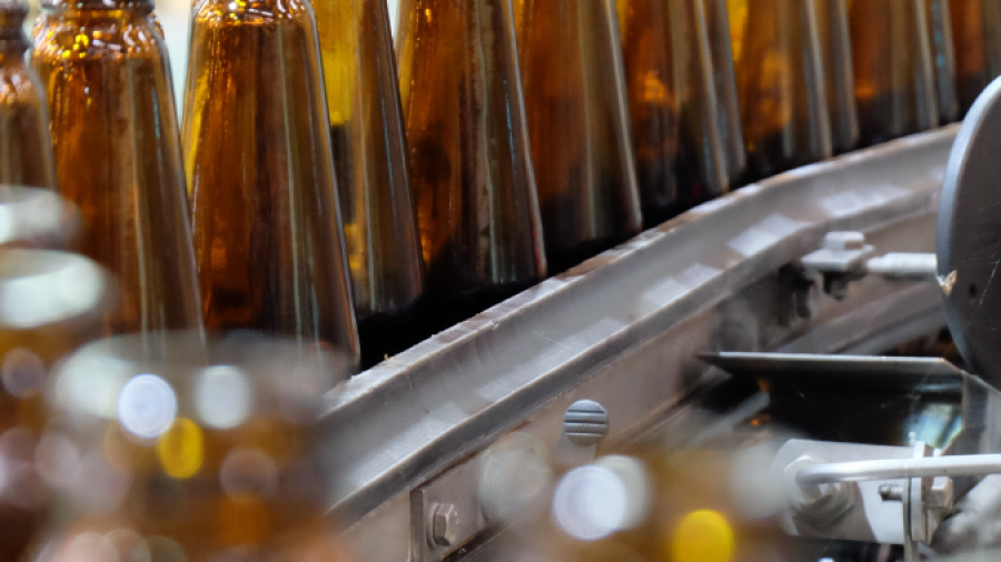 Beverages on an assembly line