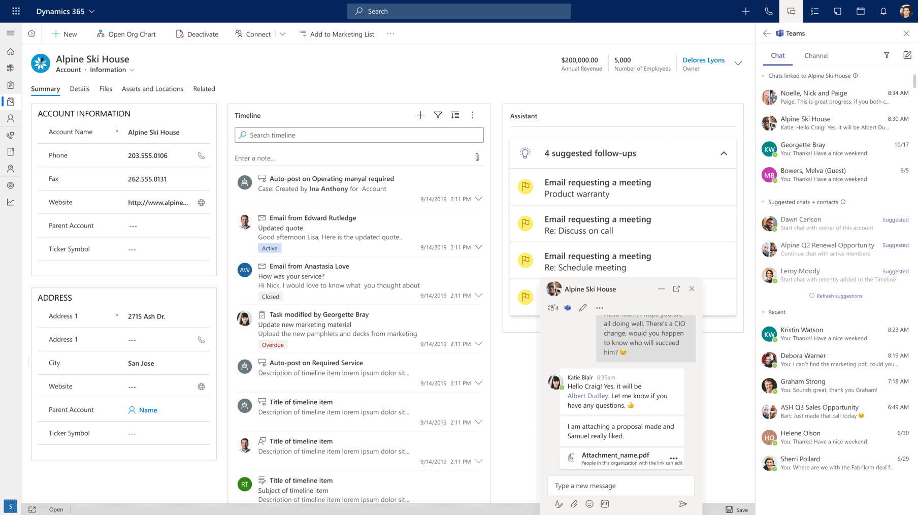 dynamics 365 sales screen on the microsoft products and services sales mobile app