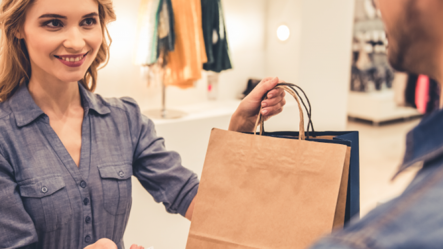 Retail shopper at checkout