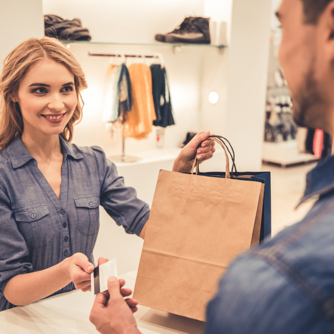 Retail shopper at checkout