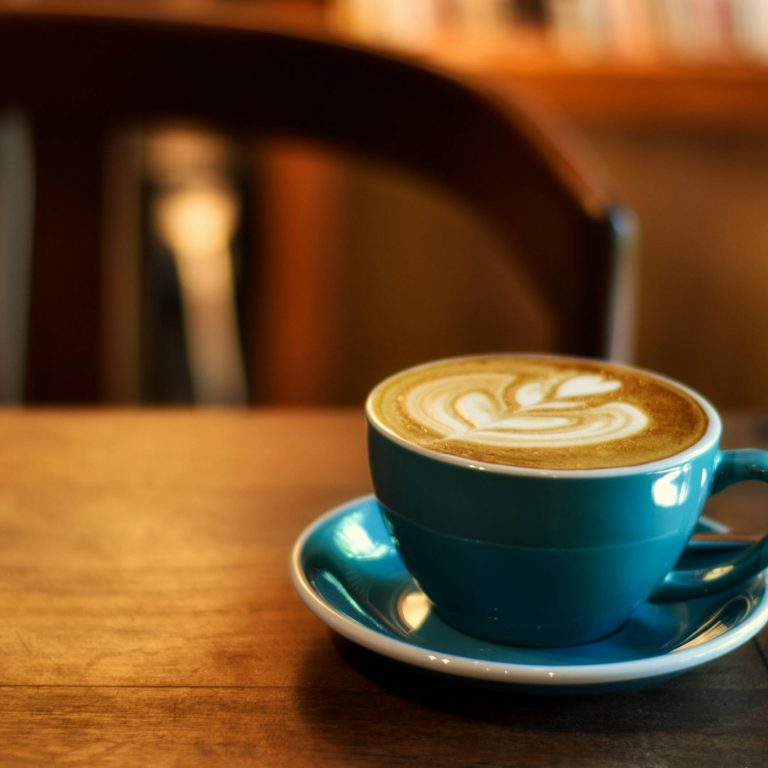 a latte in a coffee shop