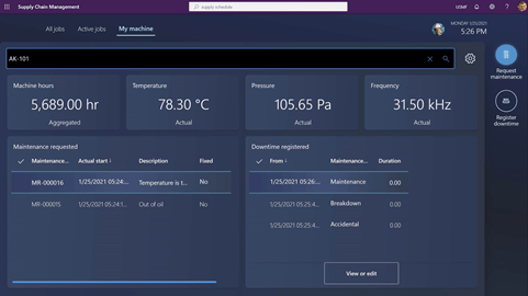 d365 supply chain management screen