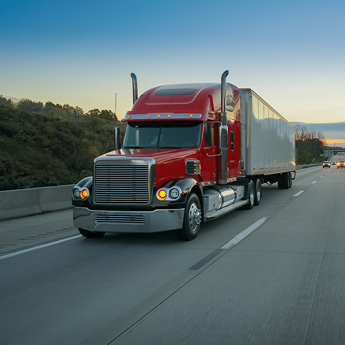 a truck traveling on the highway