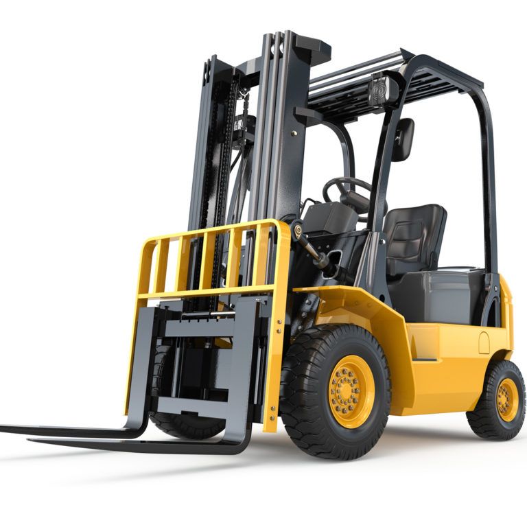 A distribution centre forklift for pallet handling.