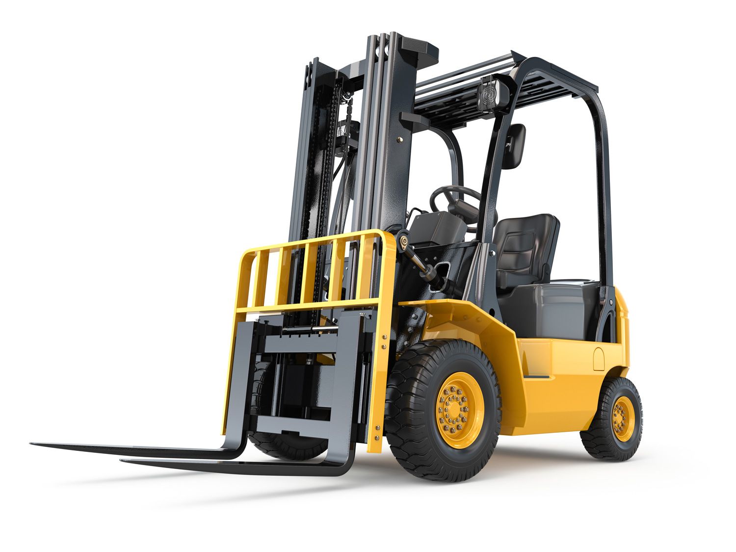 A distribution center forklift for pallet handling.