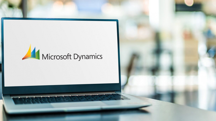 Laptop displaying Microsoft Dynamics