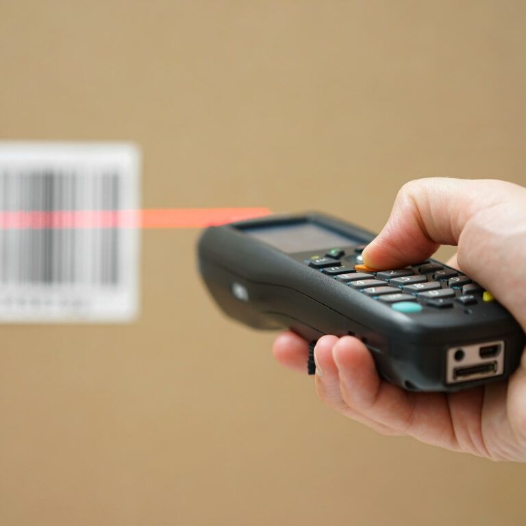 A barcode being scanned