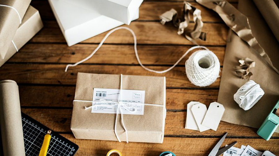 Subscription box being packaged