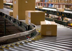 Packages on a conveyor belt