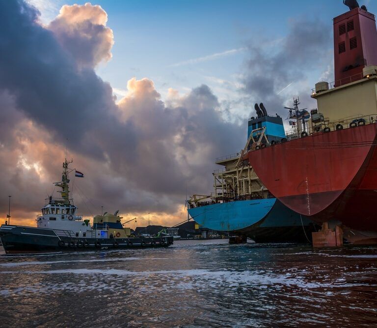 Ships in the ocean