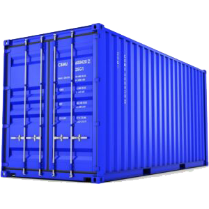 A shipping container managed by logistics software.