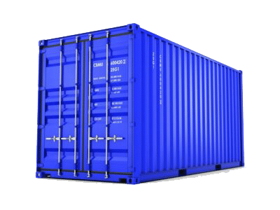 A shipping container managed by logistics software.
