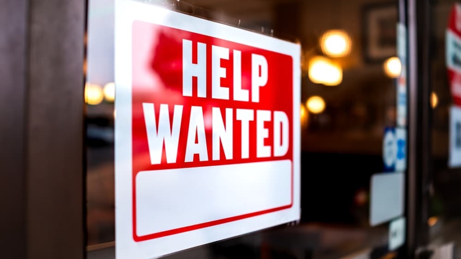 Sign,Text,Closeup,For,Help,Wanted,With,Red,And,White
