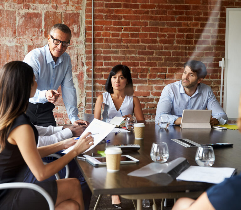 Employees in a meeting room