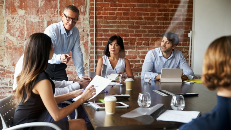 Employees in a meeting room