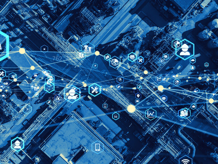 Blue graphic representing supply chain optimization