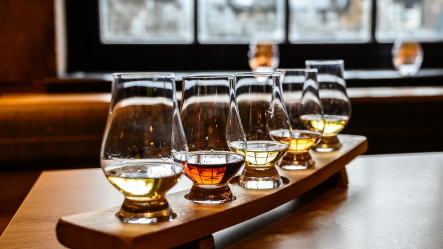 Collection,Of,Scottish,Whisky,,Tasting,Glasses,With,Variety,Of,Single