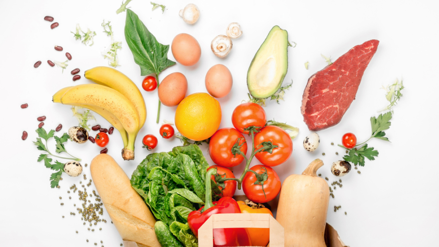 Full,Paper,Bag,Of,Different,Health,Food,On,A,White