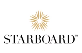 The image features a stylized gold star design above the word STARBOARD™ in bold, elegant black font on a white background.