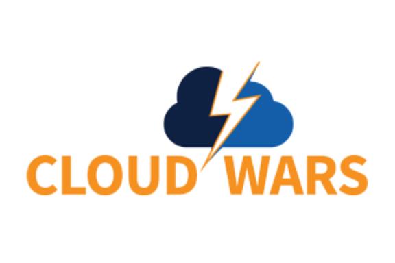 Logo featuring a stylized cloud split by a yellow lightning bolt above the words “CLOUD WARS” in bold orange letters, evoking the dynamic impact of warehouse automation on a crisp white background.
