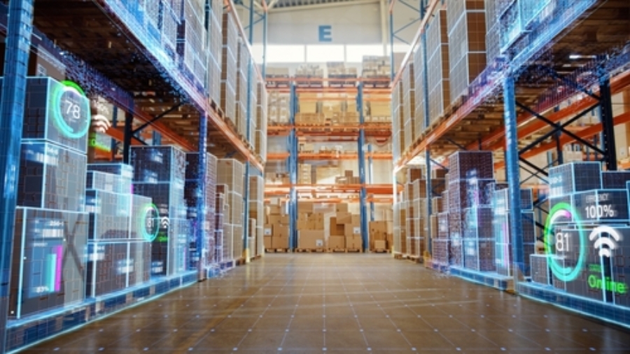 Futuristic,Technology,Retail,Warehouse:,Digitalization,And,Visualization,Of,Industry,4.0