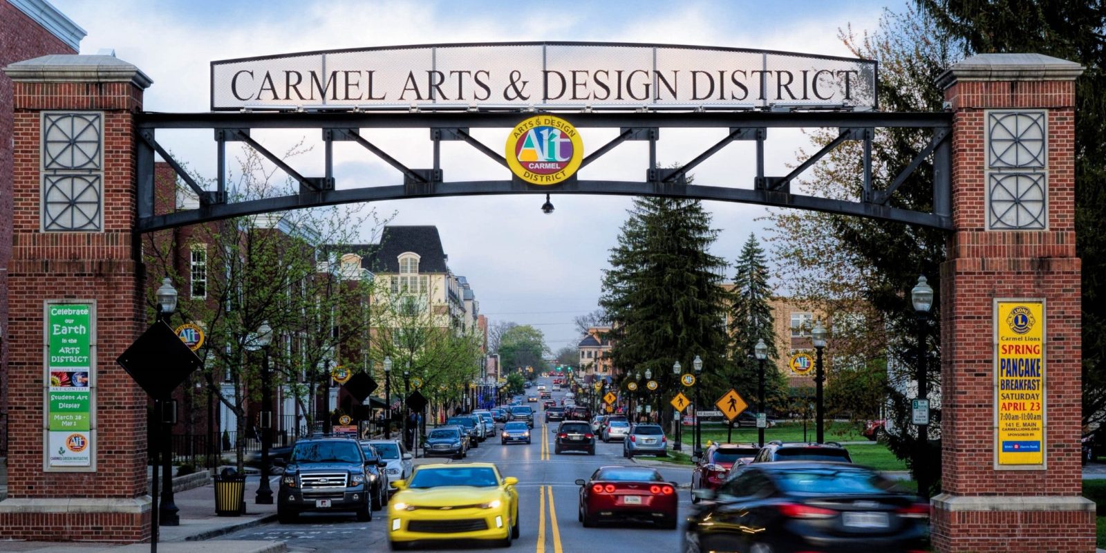 cars under a carmel sign