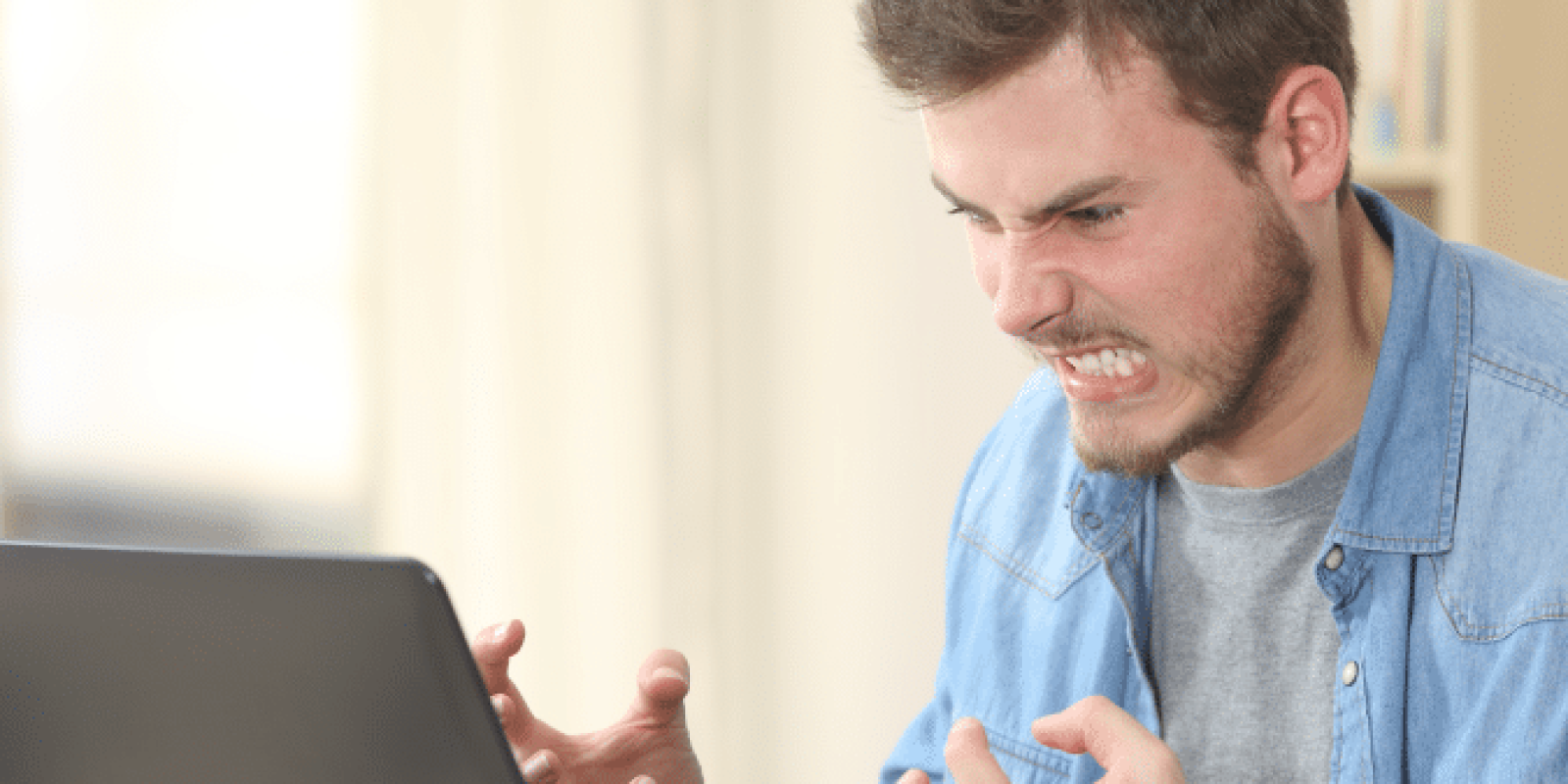 a man on a computer