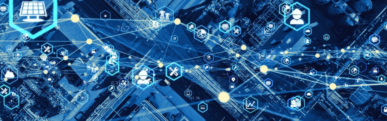 Blue graphic representing supply chain optimization