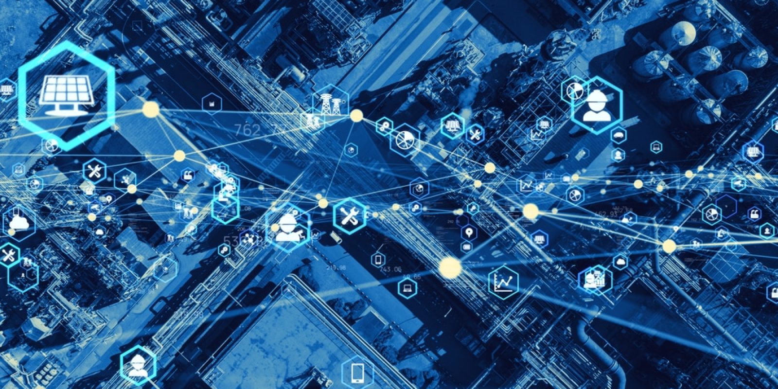 Blue graphic representing supply chain optimization