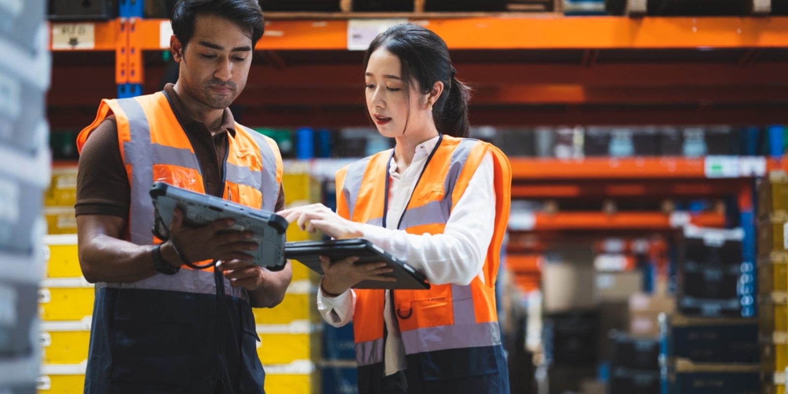 Warehouse,Worker,And,Manager,Checks,Stock,And,Inventory,With,Using
