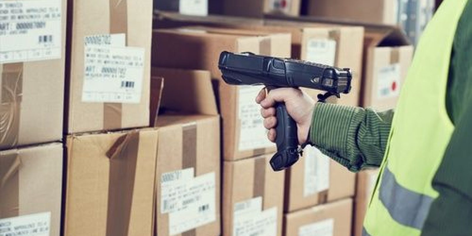 A package being scanned