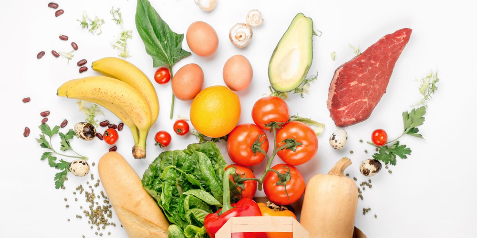 Full,Paper,Bag,Of,Different,Health,Food,On,A,White