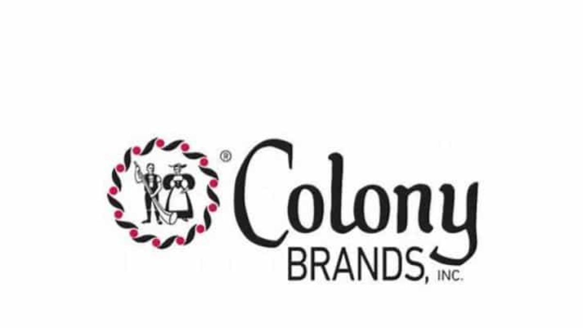 Colony Brands, Inc. logo featuring two figures inside a decorative circular border, with the company name “Colony BRANDS, INC.” written to the right in black text on a white background.