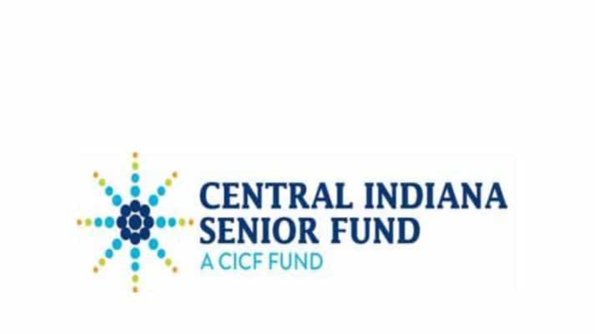 Central Indiana Senior Fund logo featuring a blue and yellow dotted starburst design to the left of the organization’s name in bold blue text.