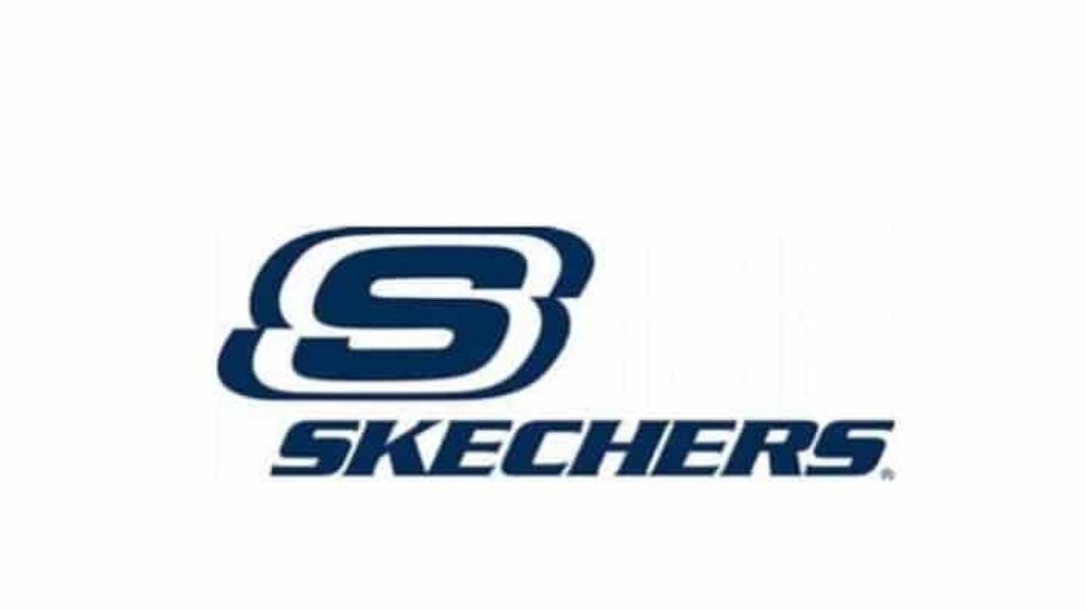 The image shows the Skechers logo with a stylized blue S above the word SKECHERS in bold, blue capital letters on a white background.