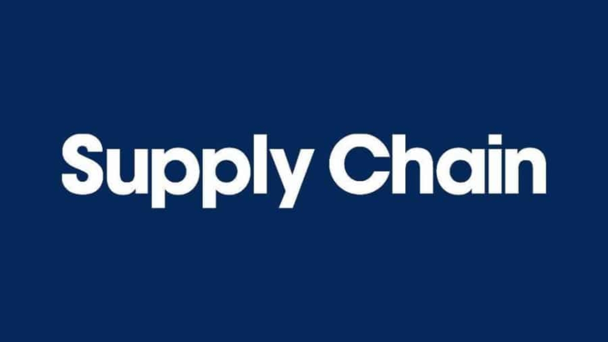 White text reading Supply Chain on a solid dark blue background.