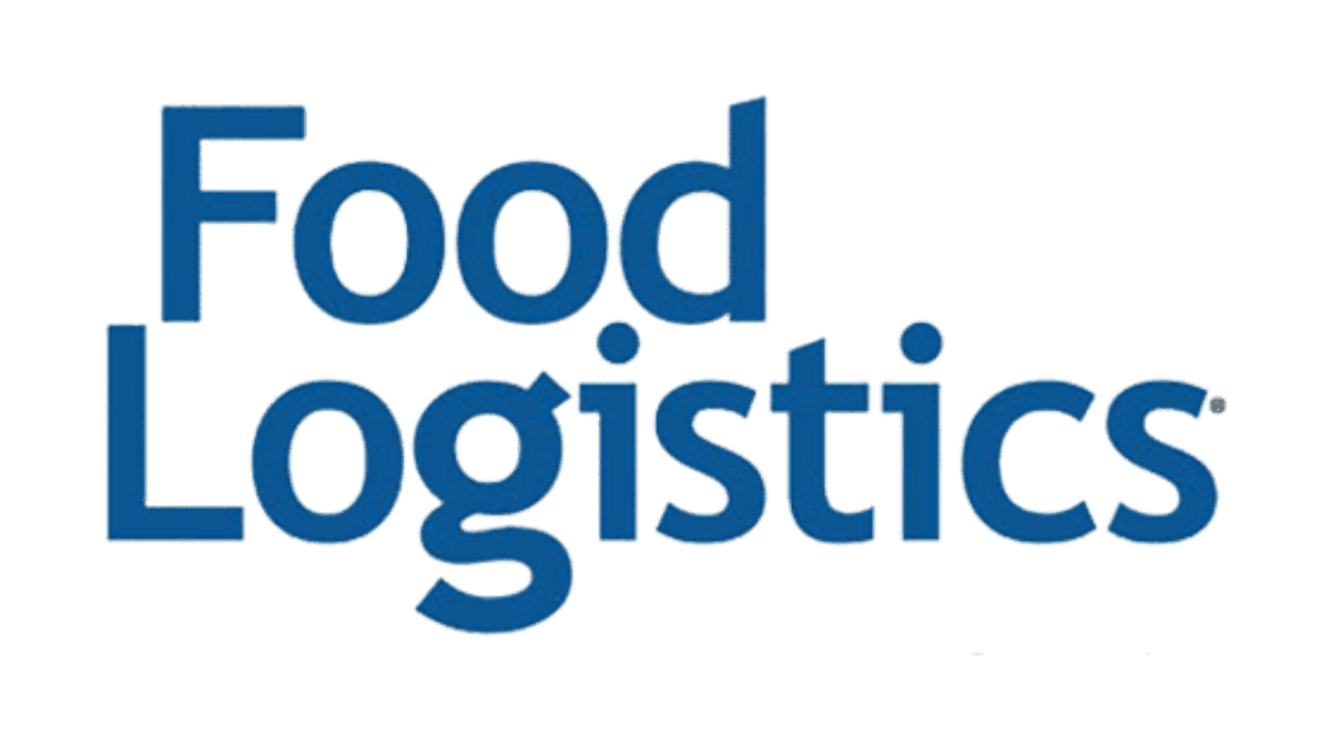 The image shows the words Food Logistics in bold blue letters on a plain white background.