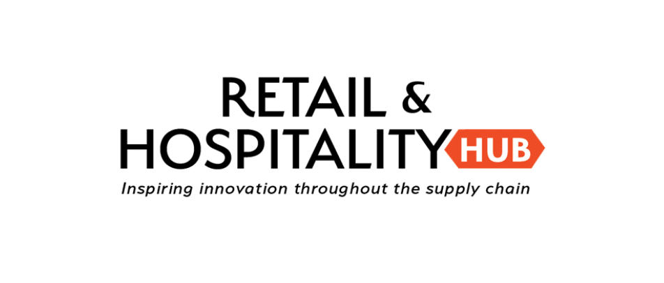 Logo reading Retail & Hospitality Hub with HUB highlighted in an orange box. Below, smaller text says, Inspiring innovation throughout the supply chain. The background is white.