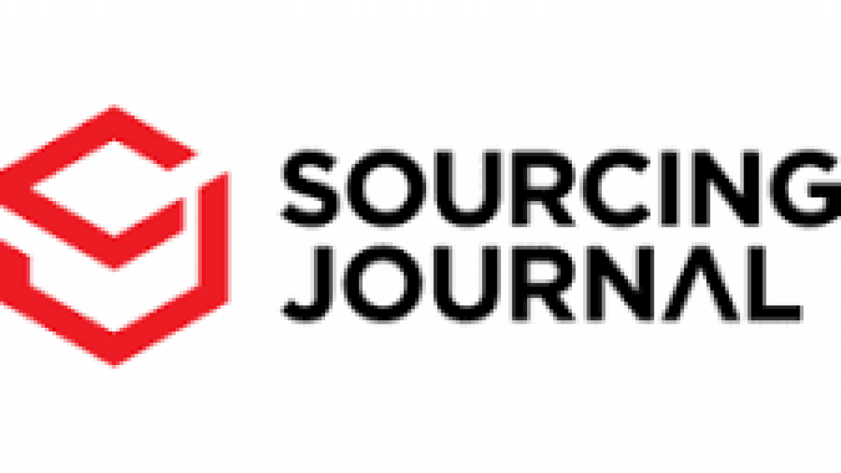 Sourcing Journal logo featuring a red geometric symbol resembling a stylized S to the left of the bold black text Sourcing Journal on a white background.