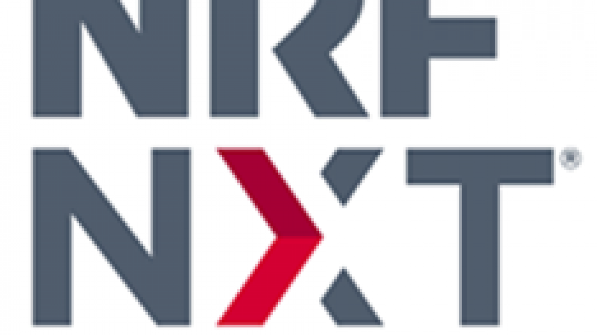 NRF NXT All Access logo with bold gray letters and a red arrow forming part of the X in NXT.