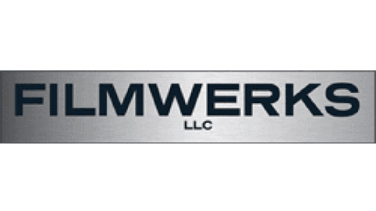 Filmwerks LLC logo featuring bold, black text FILMWERKS in all caps with LLC in smaller letters underneath, set against a metallic silver background—ideal branding for innovative solutions like Dynamics 365 Field Service.