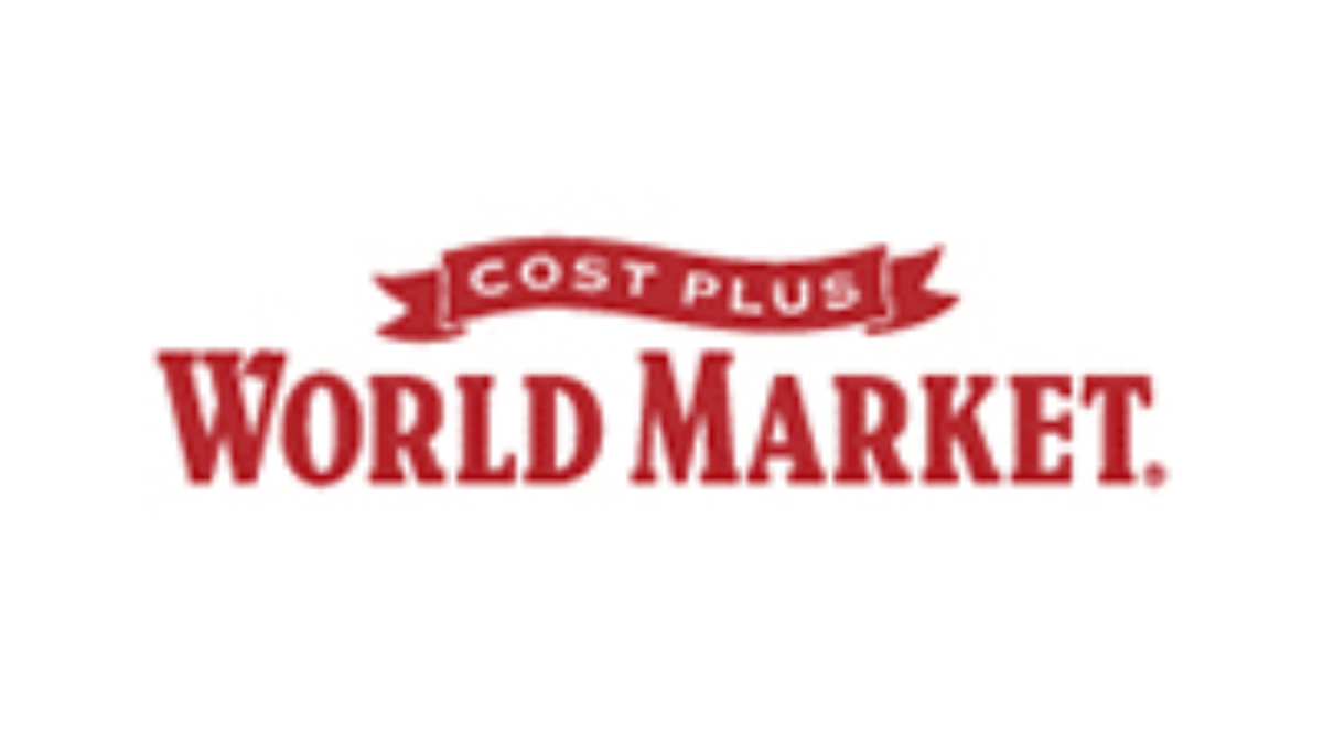 Cost Plus World Market logo with COST PLUS in white letters on a red banner above WORLD MARKET in large red font, all on a white background.