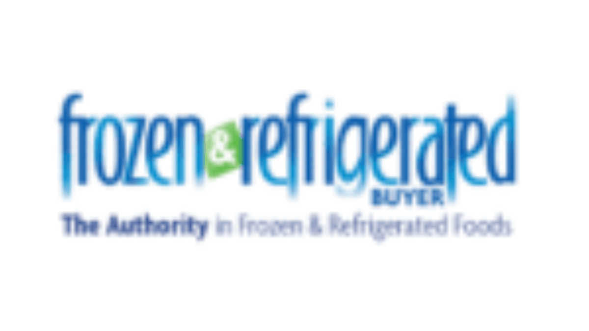 Logo for Frozen & Refrigerated Buyer with the tagline The Authority in Frozen & Refrigerated Foods in blue and green text on a white background.