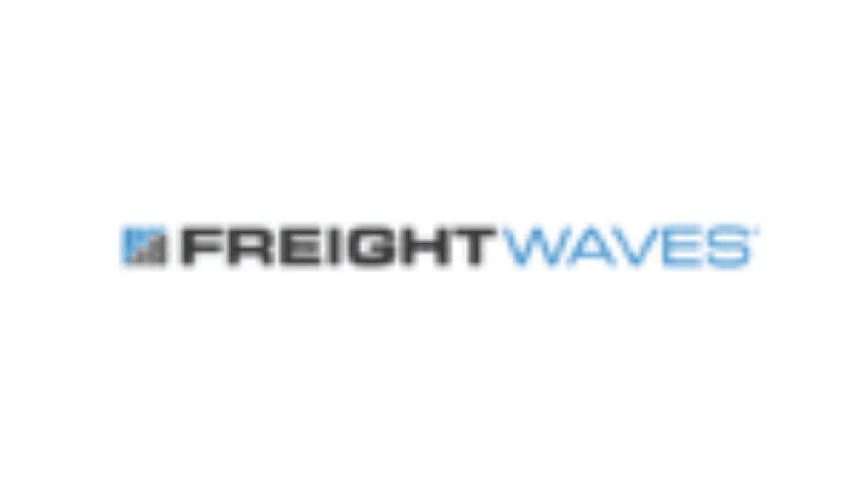 FreightWaves logo with a blue and gray icon on the left, and the words FREIGHTWAVES in black and blue text on a white background.