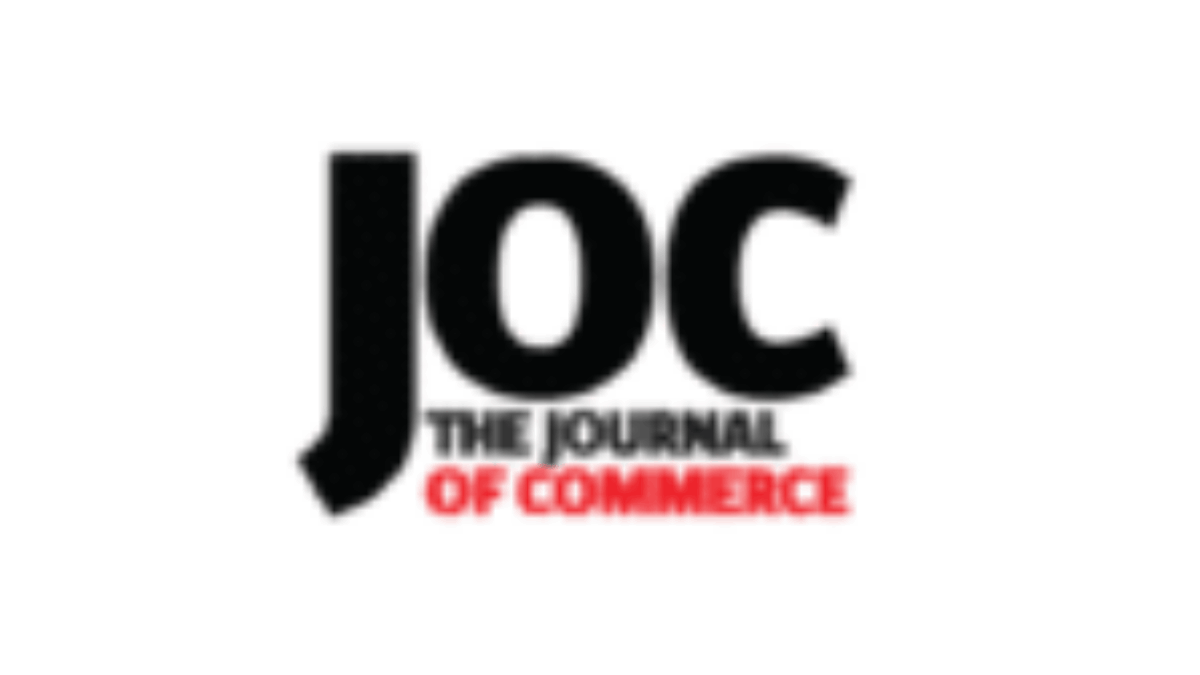 Logo of JOC: The Journal of Commerce with JOC in large black letters and The Journal of Commerce written underneath, with OF COMMERCE in red. The background is white.